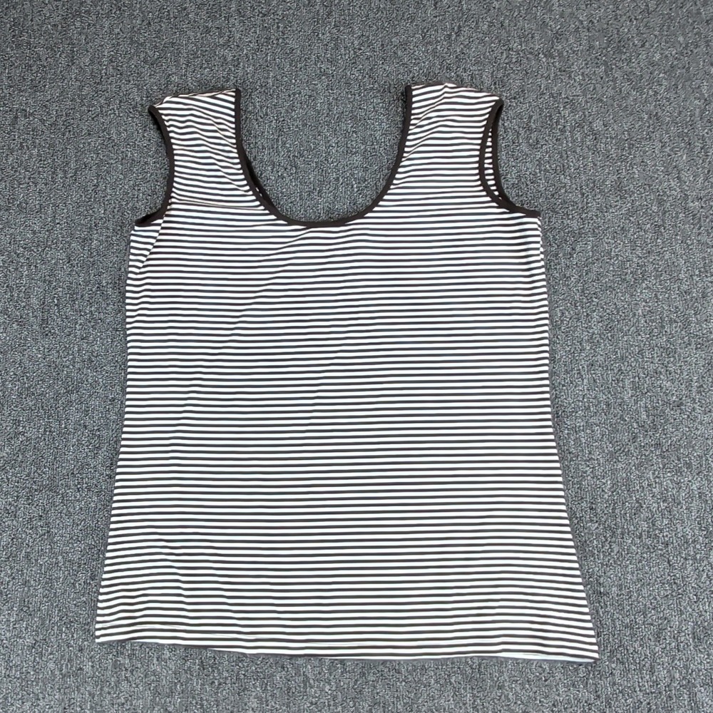 Yansi Fugel Parisian Nautical Stripe Tank Top Womens Large Brown White USA Made — photo 2
